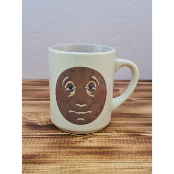 Vintage Denny's Restaurant "Til Dawn" Moon Face‎ Heat Activated Ceramic Mug - Picture 1 of 8